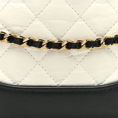 Chanel Aged Calfskin Quilted Small Gabrielle Clutch With Chain White Black 10 of 13