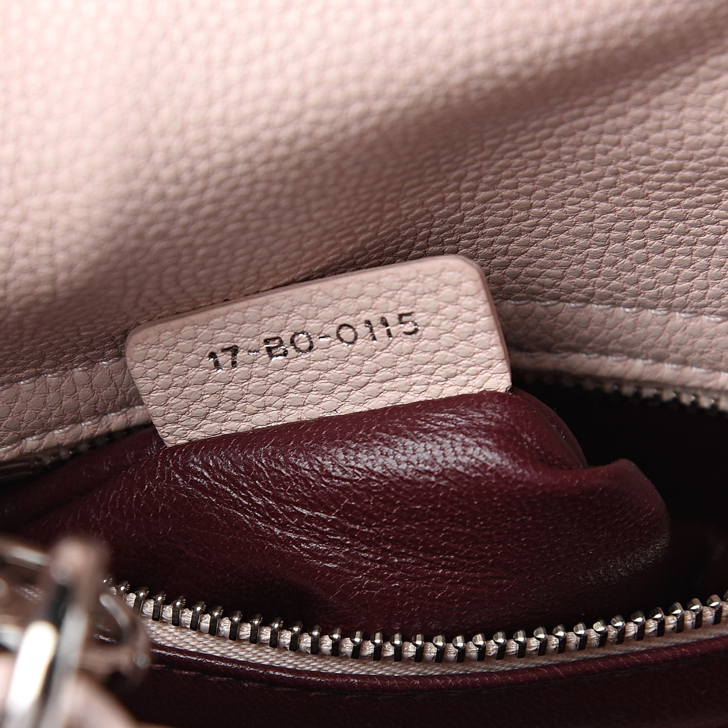 Grained Calfskin Cannage Mini Lady Dior Rose Poudre