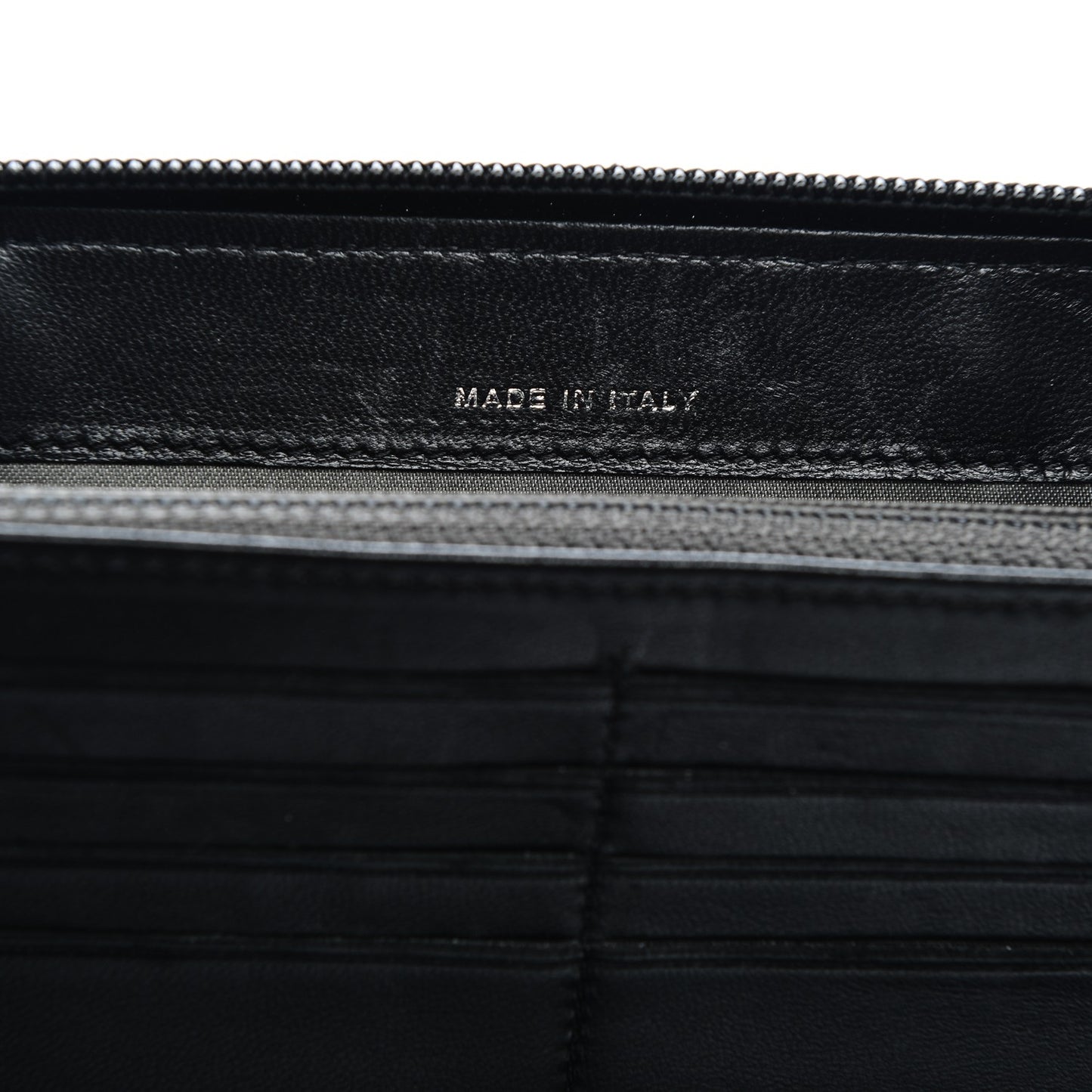 Lambskin Camellia Embossed Zip Around Organizer Wallet Black