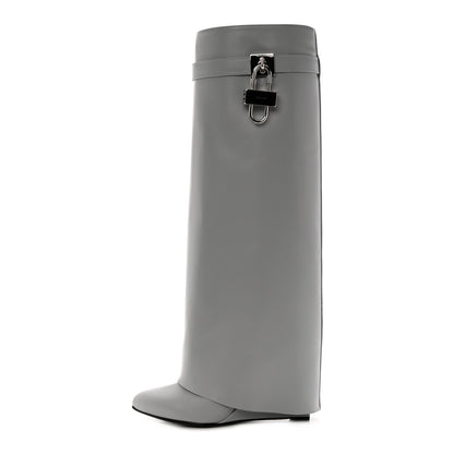 Givenchy Box Calfskin Shark Lock Pant Boots 38 Grey 1 of 11