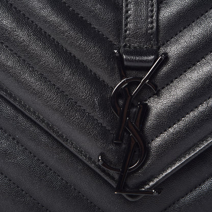 Saint Laurent Sheepskin Matelasse Chevron Monogram Medium College Bag Black 13 of 13