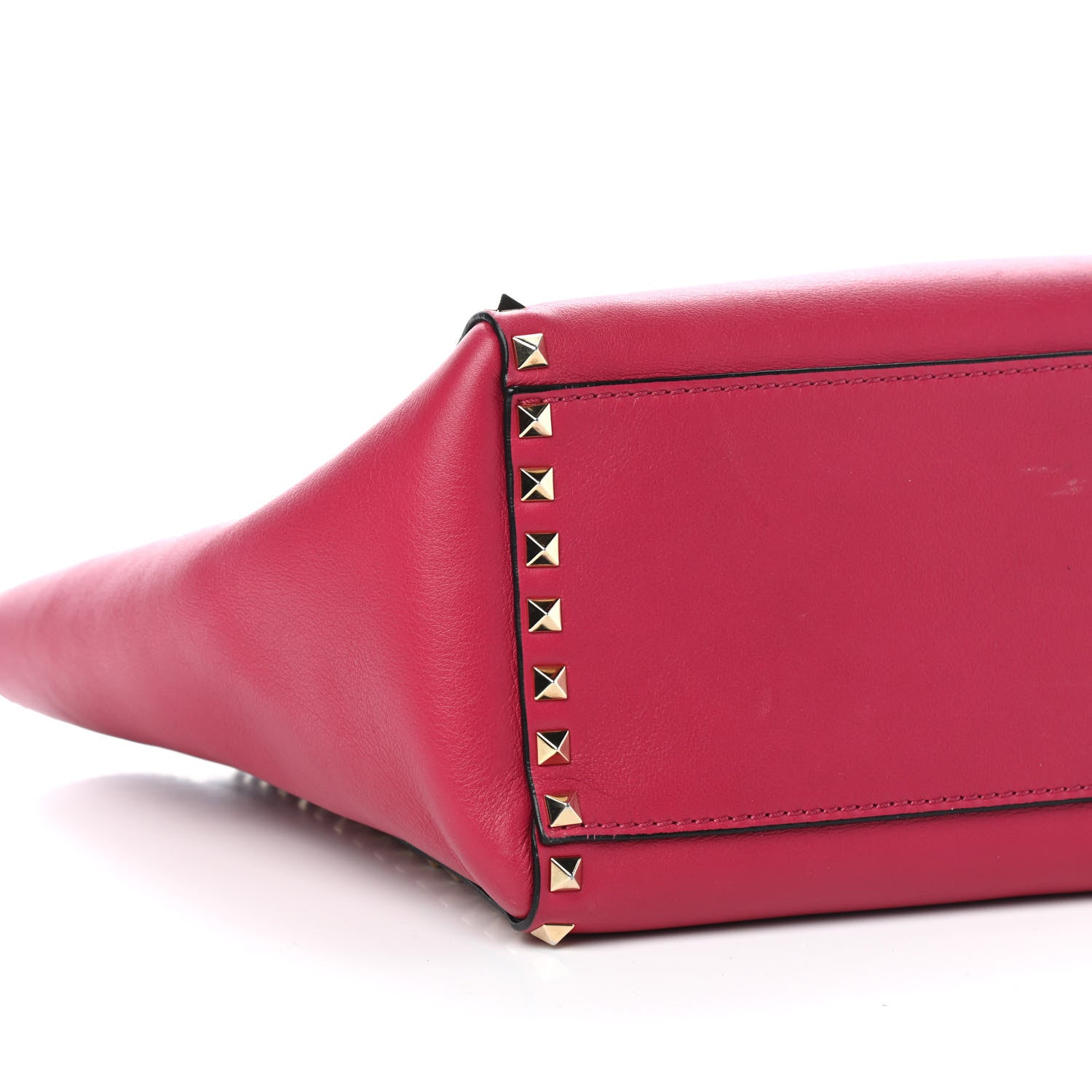 Valentino Garavani Vitello Rockstud Double Handle Tote Dark Pink 7 of 9