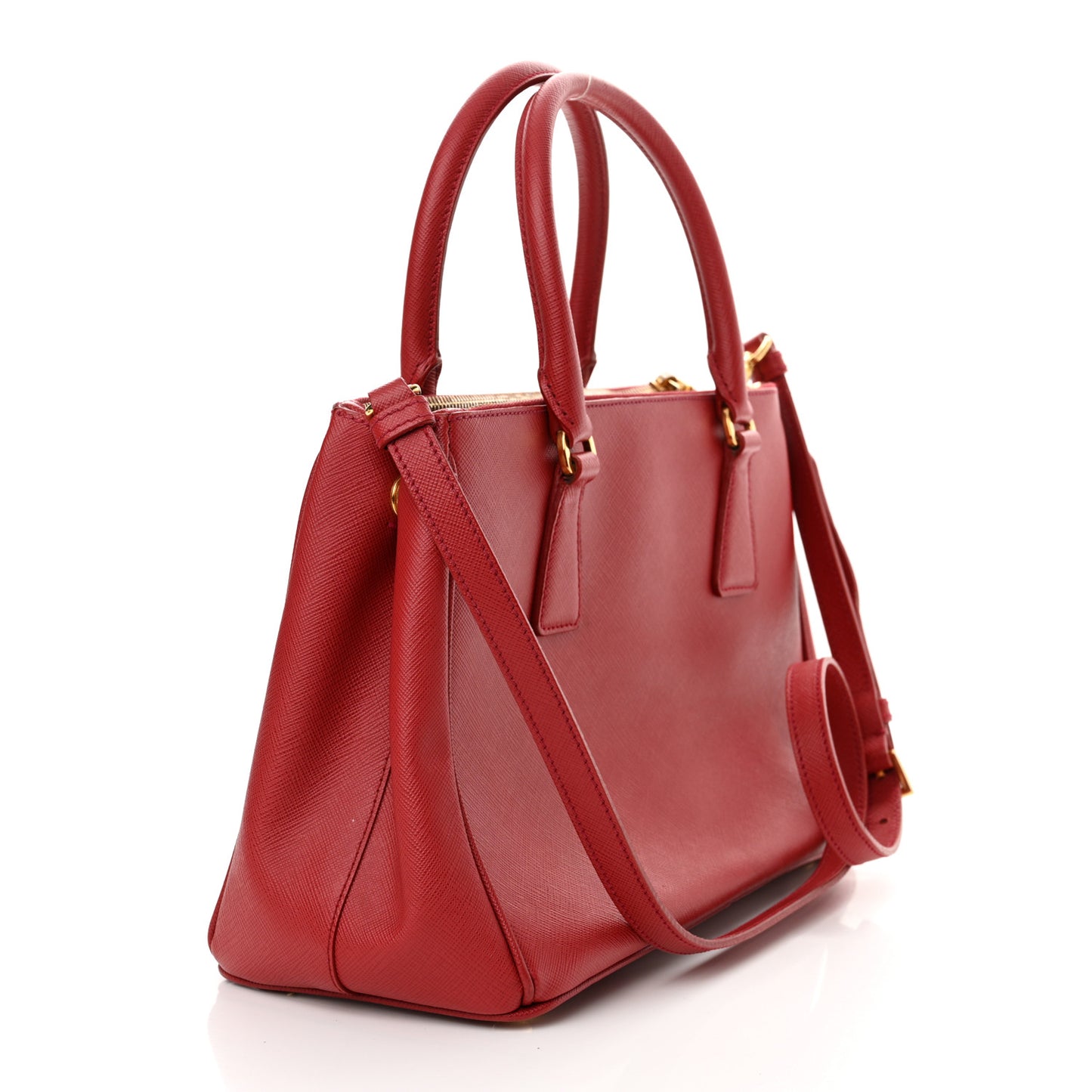 Saffiano Lux Small Galleria Double Zip Tote Fuoco