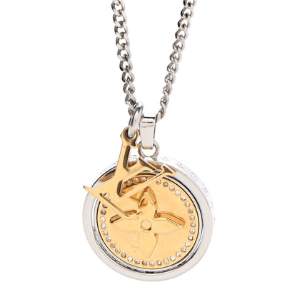 Louis Vuitton Louise Crystal Pendant Long Necklace Silver Gold 6 of 11