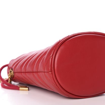 Gucci Calfskin Matelasse Mini GG Marmont 2.0 Bucket Bag Hibiscus Red 8 of 10