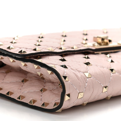 Valentino Garavani Craquele Nappa Rockstud Spike Wallet on Chain Water Rose 5 of 10