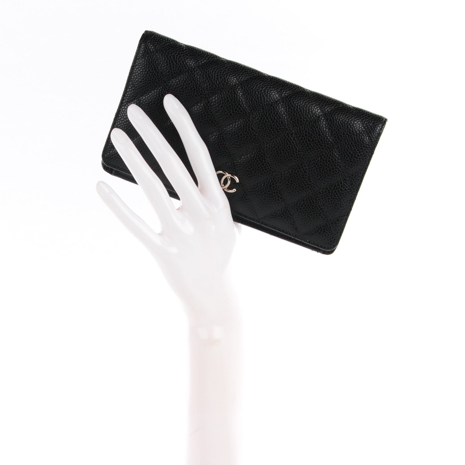 Chanel Caviar Quilted Yen Wallet Black 2 of 7