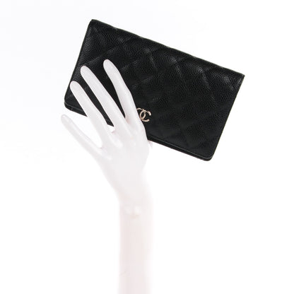 Chanel Caviar Quilted Yen Wallet Black 2 of 7