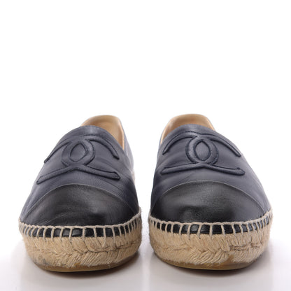 Chanel Lambskin CC Espadrilles 37 Navy Black 3 of 12