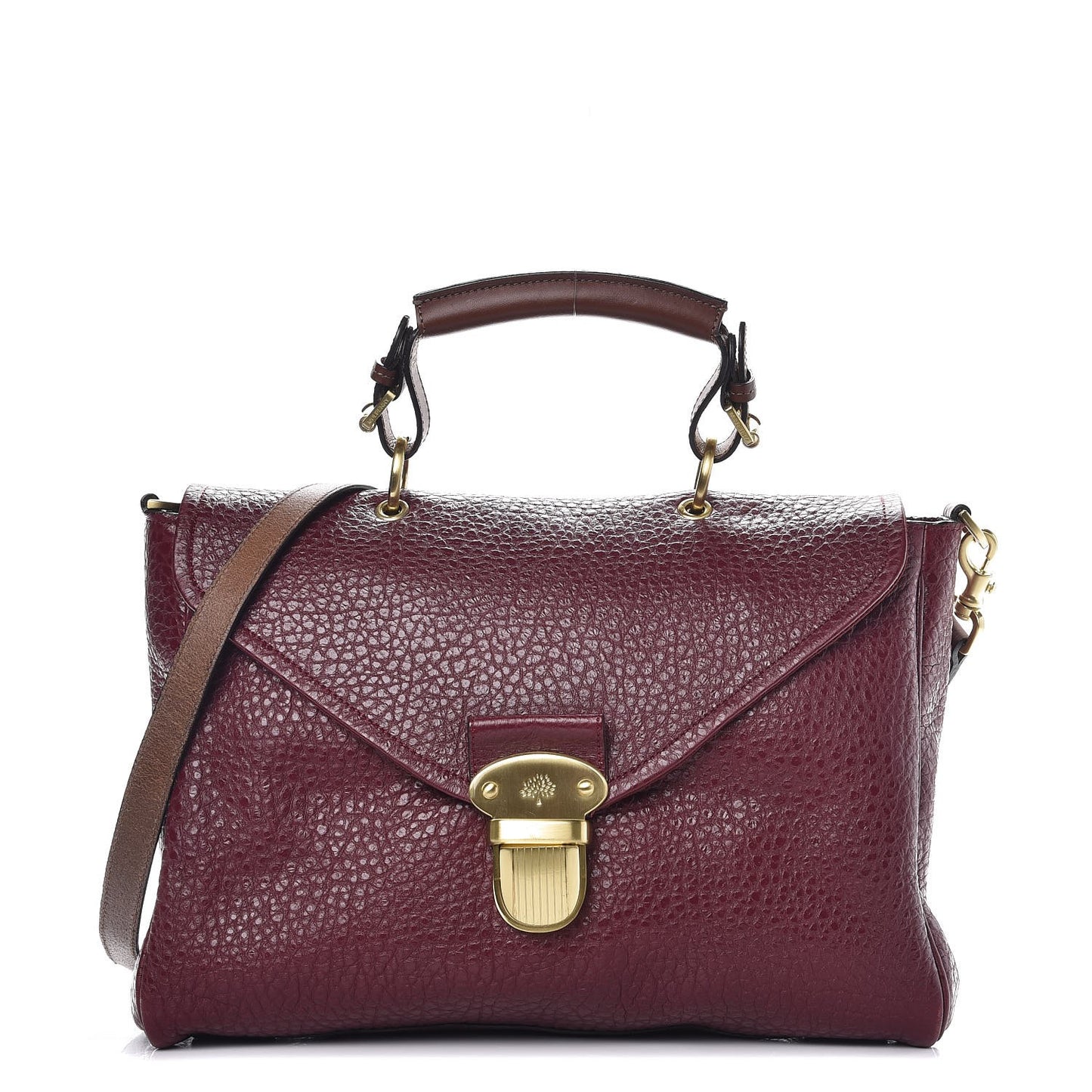 Shiny Grain Polly Push Lock Satchel Conker