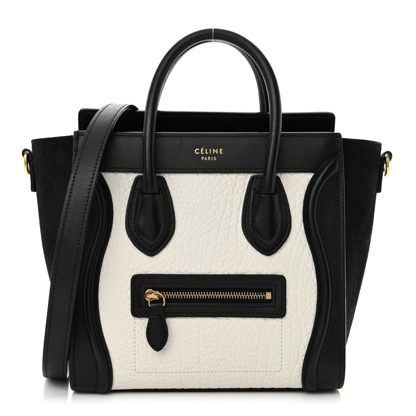 Bullhide Calfskin Nubuck Bi-Color Nano Luggage Black White