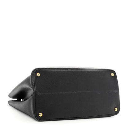 Prada Saffiano Cuir Medium Double Bag Black Fuoco 4 of 19