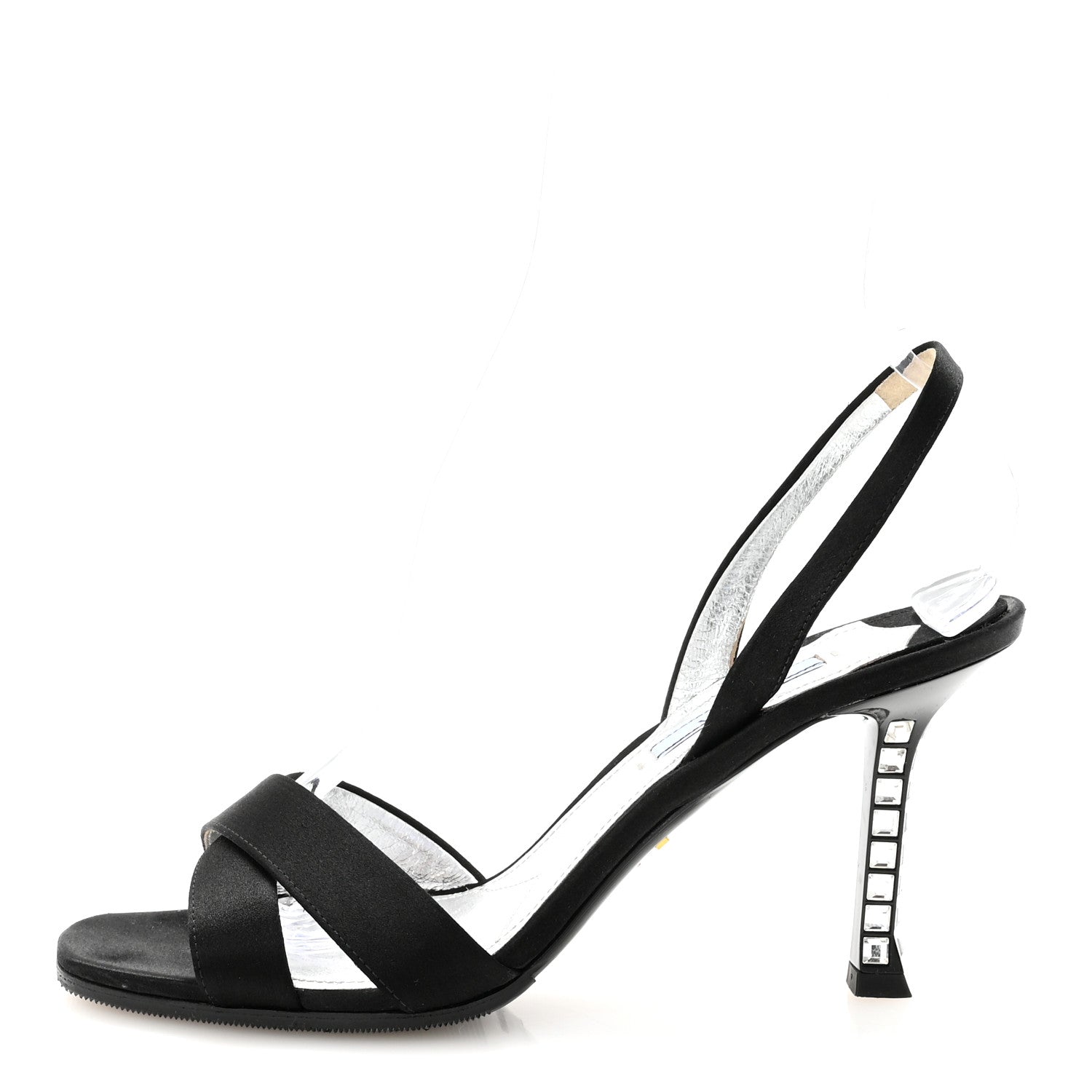 Prada Satin Crystal Pumps 38 Black 1 of 8