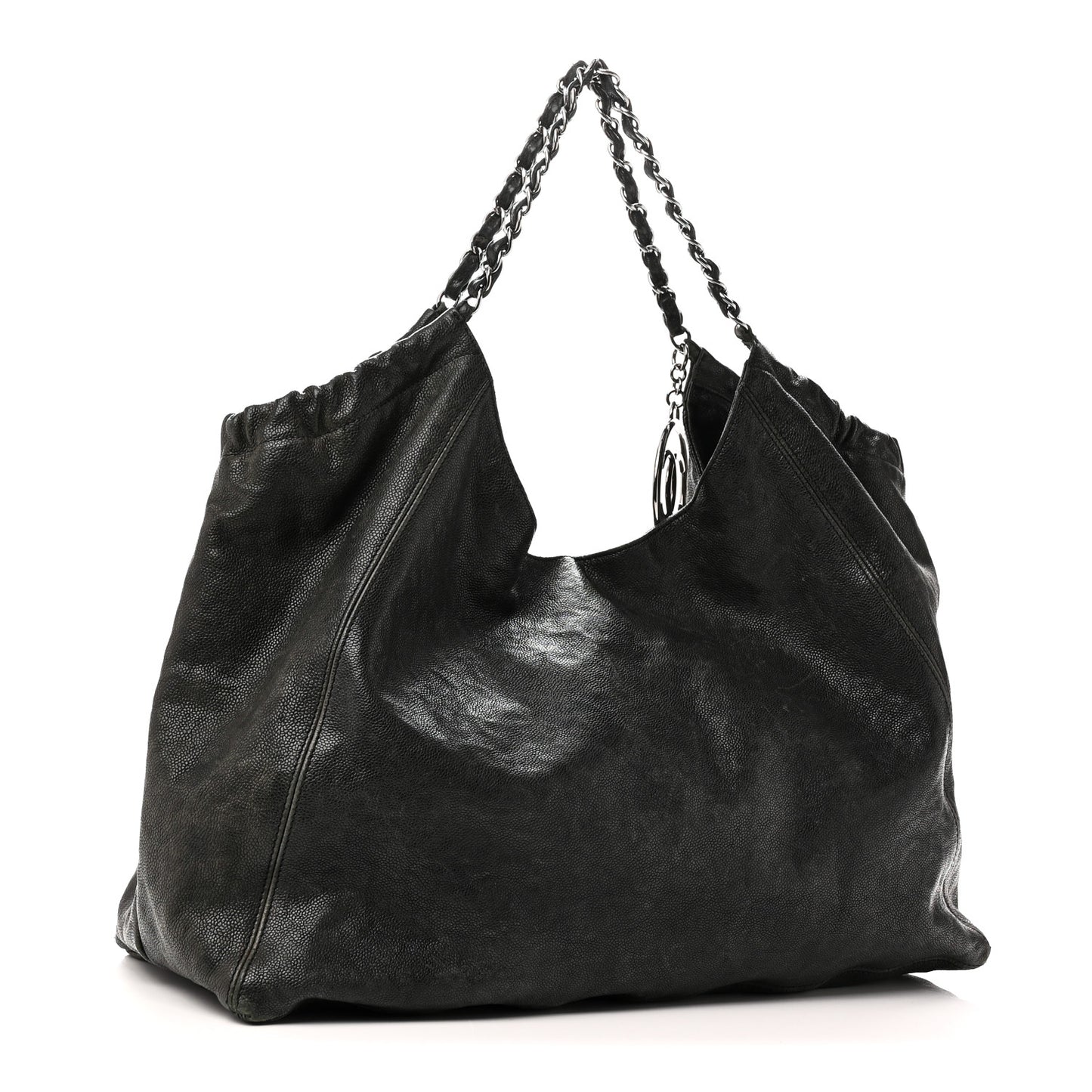 Distressed Caviar XL Coco Cabas Black