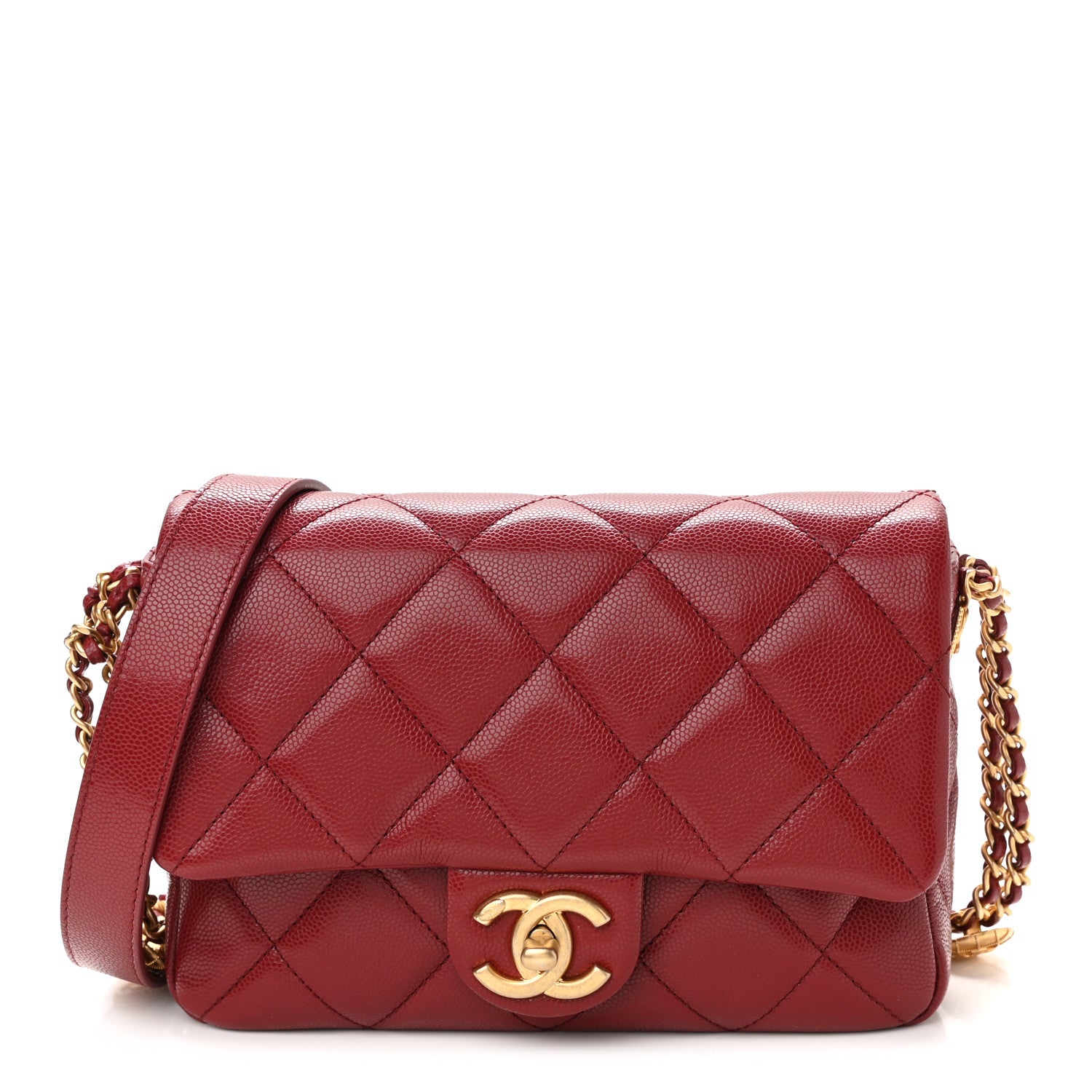 Chanel Caviar Quilted Small Twist Your Buttons Flap Burgundy 1 of 11