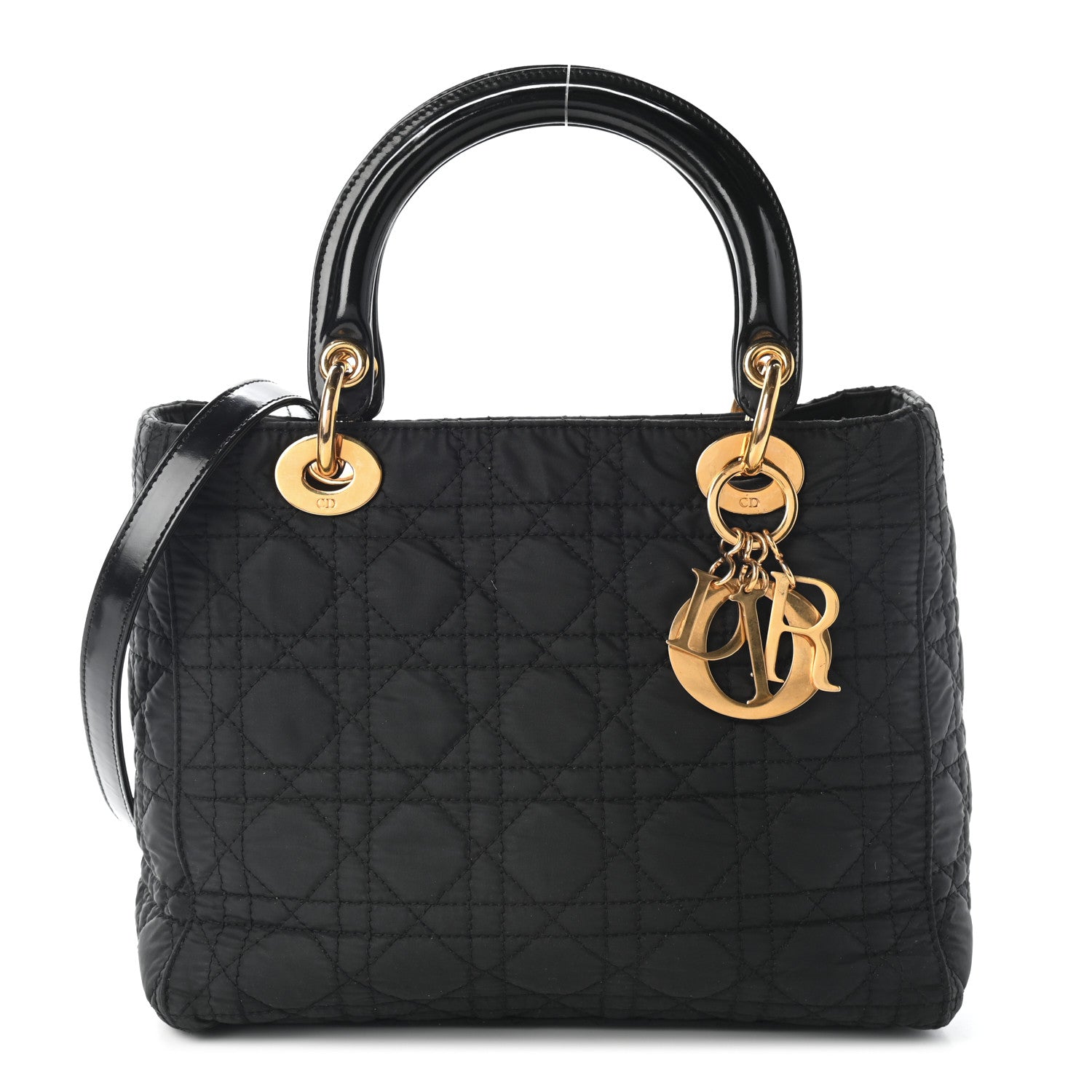 Christian Dior Nylon Cannage Medium Lady Dior Black 1 of 9