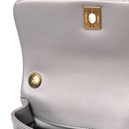 Chanel Calfskin Quilted Top Handle Flap Light Grey 8 of 12