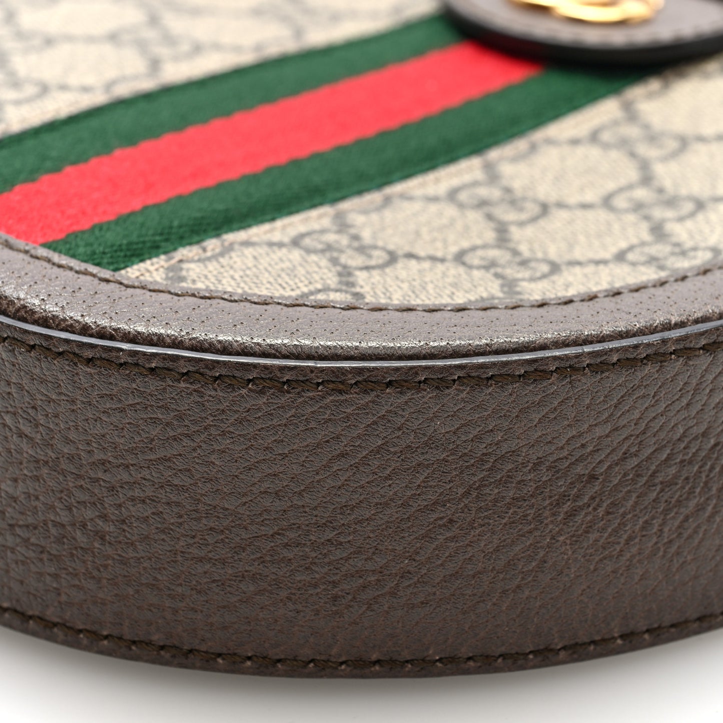 GG Supreme Monogram Web Mini Ophidia Round Shoulder Bag Brown