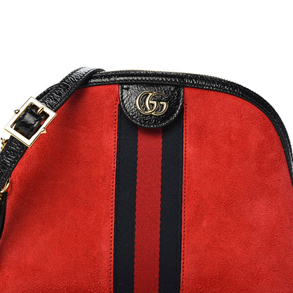 Gucci Suede Patent Web GG Small Ophidia Dome Shoulder Bag Hibiscus Red 9 of 9