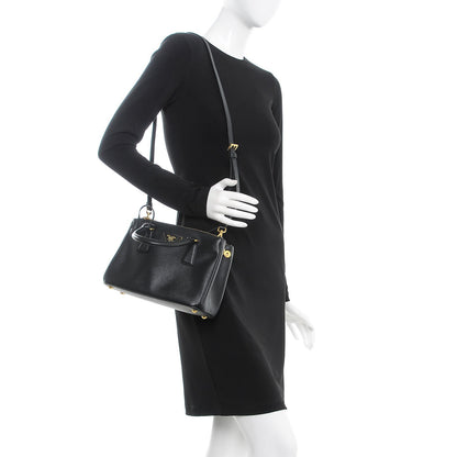 Prada Saffiano Mini Galleria Double Zip Tote Black 2 of 9