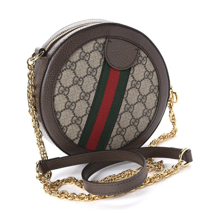 Gucci GG Supreme Monogram Web Mini Ophidia Round Shoulder Bag Brown 3 of 10