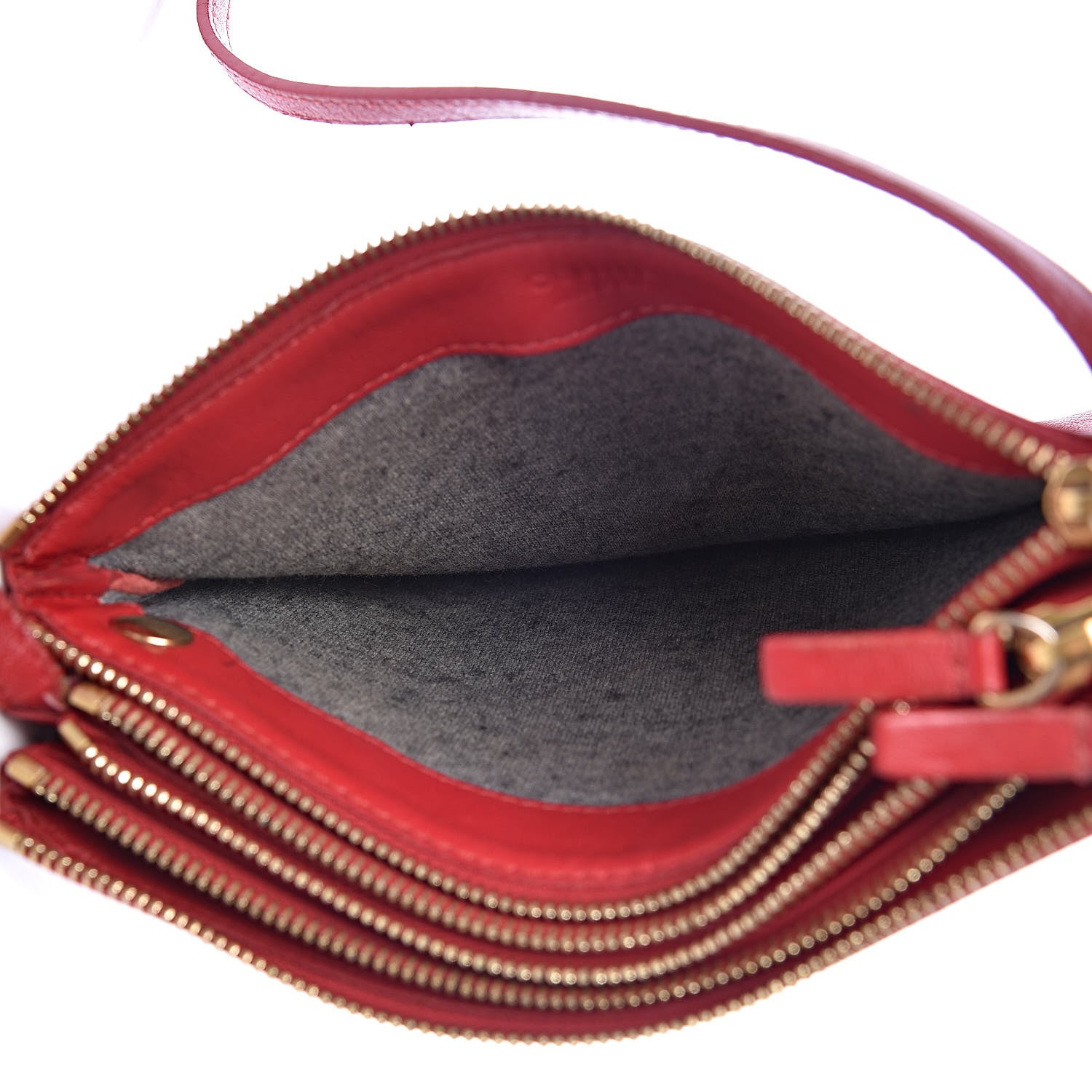 Celine Lambskin Small Trio Crossbody Bag Red 7 of 17