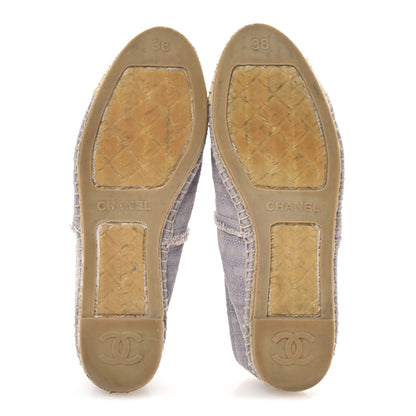 Chanel Toile CC Cap Toe Espadrilles 38 Ecru Purple 6 of 9