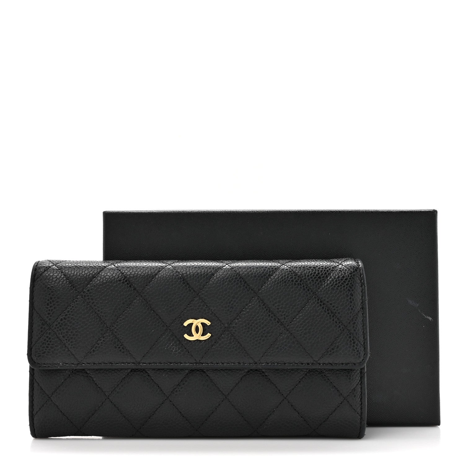 Chanel Caviar Quilted Large Gusset Flap Wallet Black 12 of 12