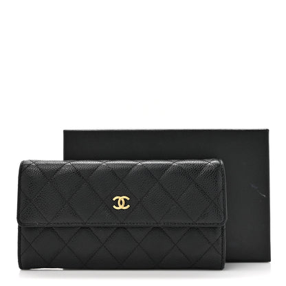 Chanel Caviar Quilted Large Gusset Flap Wallet Black 12 of 12
