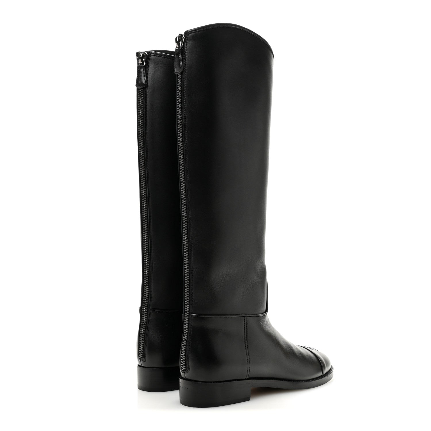 Chanel Calfskin Cap Toe CC Riding Boots 38 Black 4 of 8