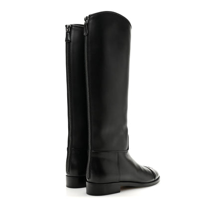 Chanel Calfskin Cap Toe CC Riding Boots 38 Black 4 of 8