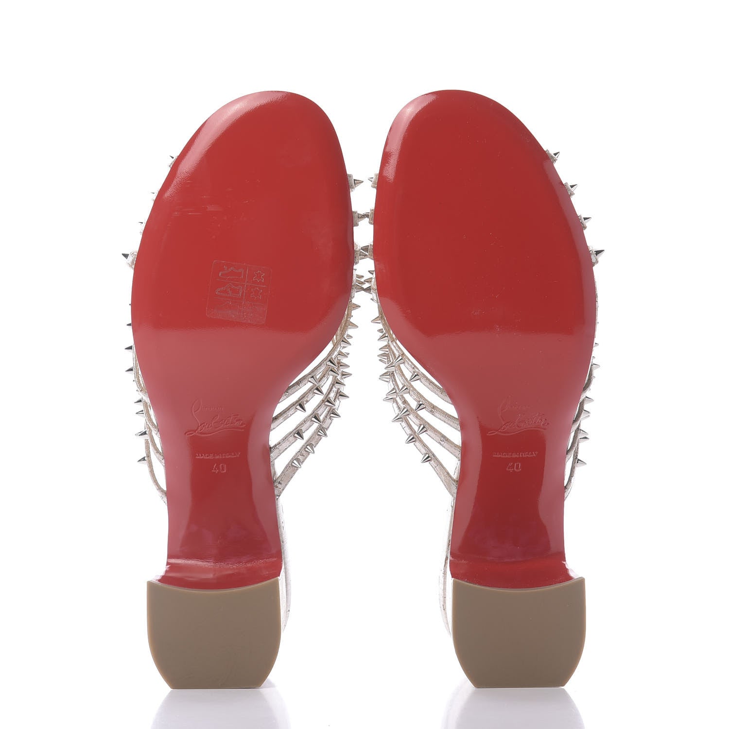 Christian Louboutin Liege Pepite Marthaspike 55 Slide Sandals 40 Gold Silver 6 of 10
