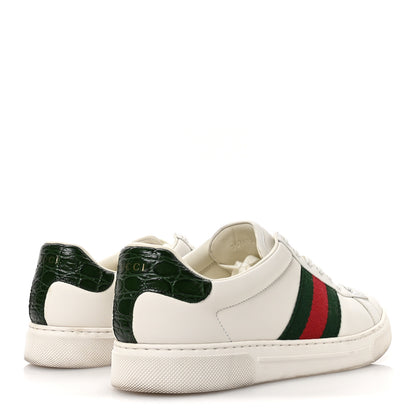 Gucci Ultralight Plume Calfskin Web Mens New Ace Sneakers 8.5 Green Ace 5 of 9