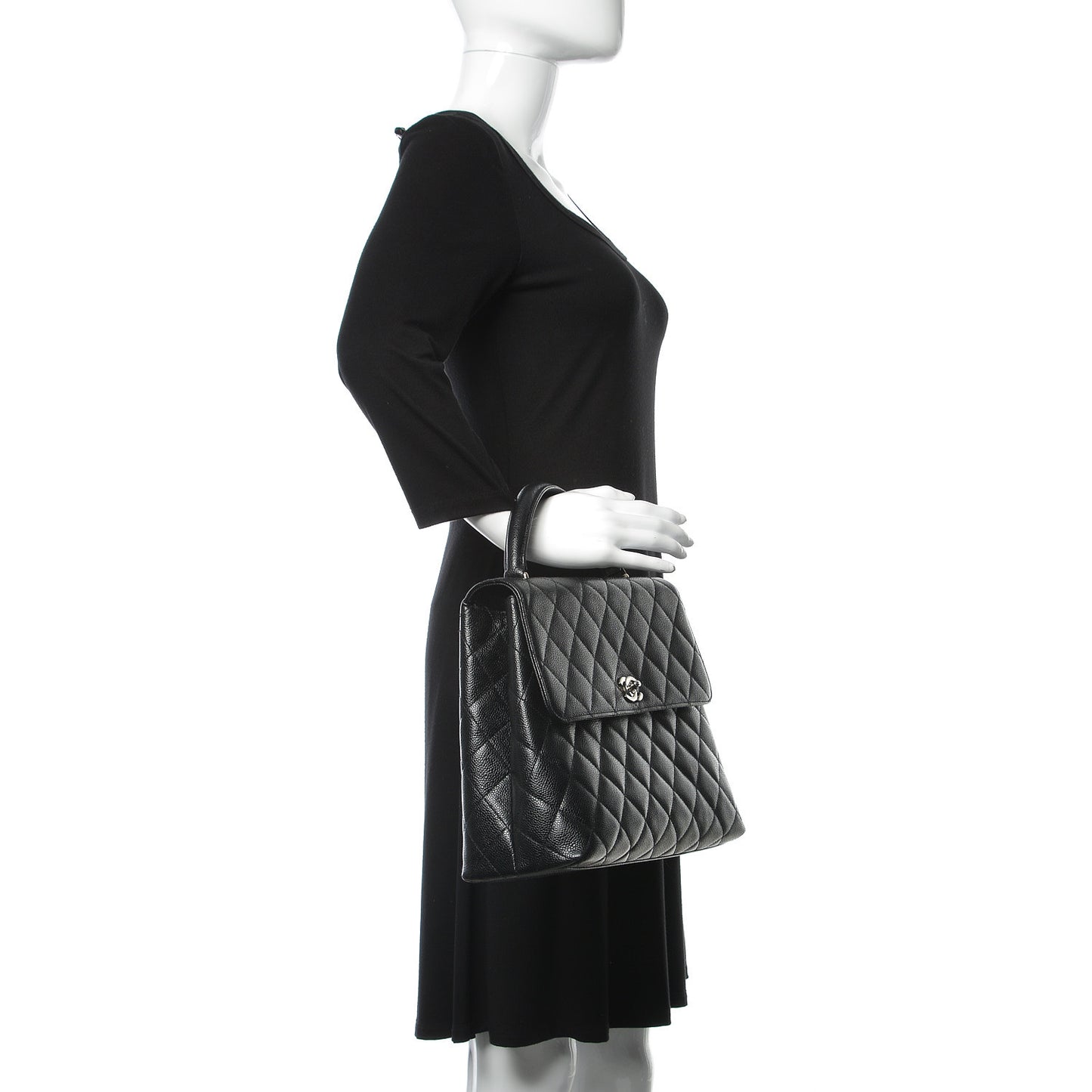 Caviar Quilted Jumbo Kelly Flap Black