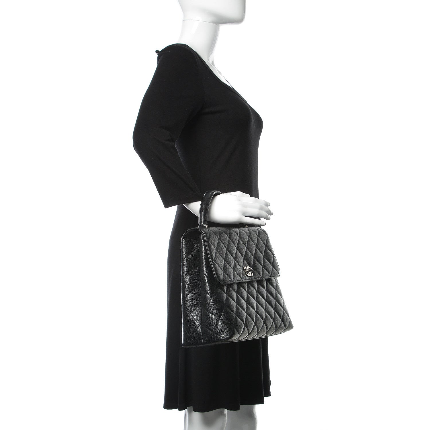 Chanel Caviar Quilted Jumbo Kelly Flap Black 2 of 12