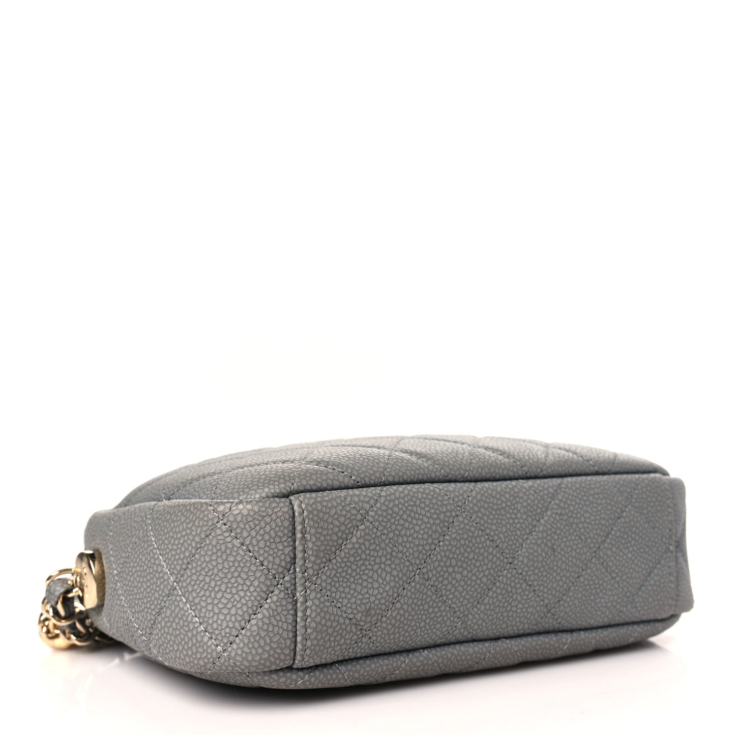 Caviar Quilted Coco Tassel Small Camera Case Grey