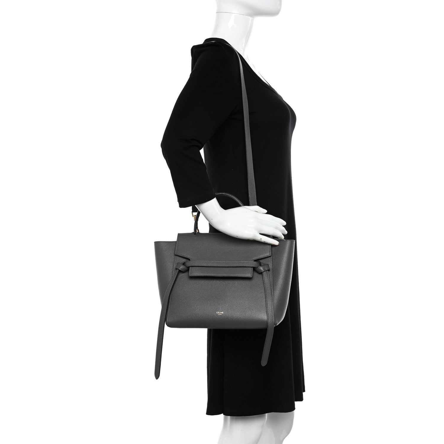 Celine Grained Calfskin Mini Belt Bag Grey 2 of 13