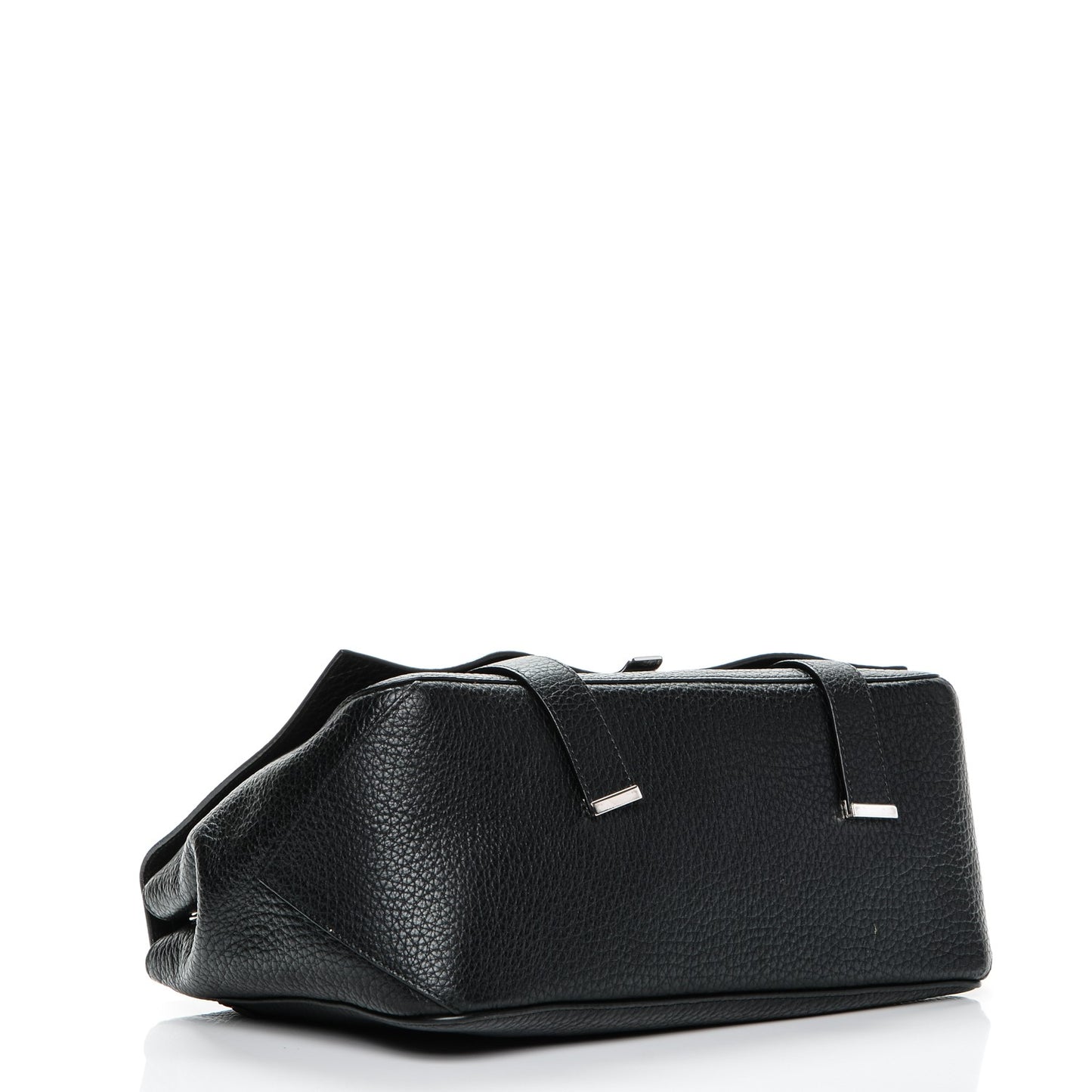 Pebbled Calfskin Double Sided PS Courier Bag Black