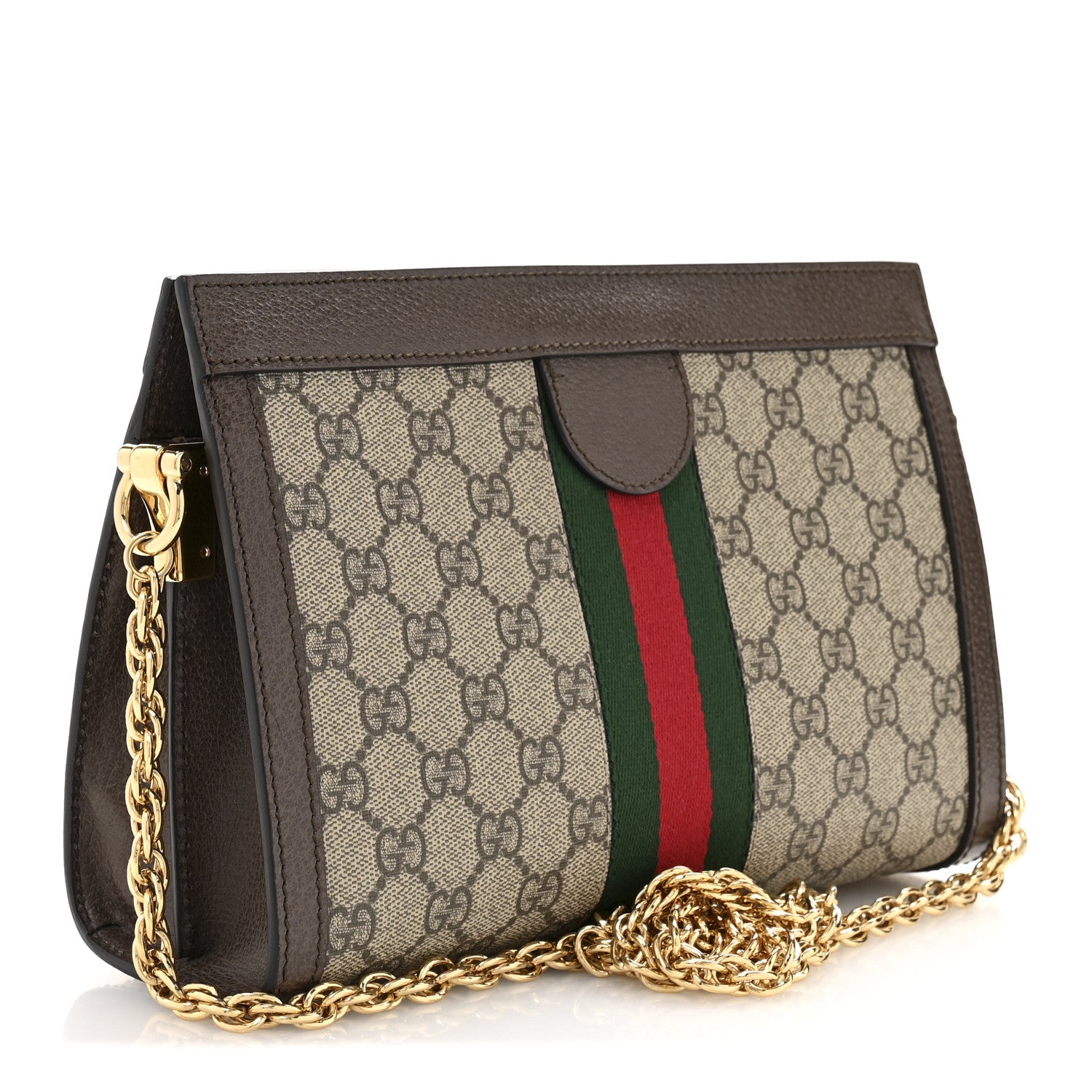 Gucci GG Supreme Monogram Web Small Ophidia Chain Shoulder Bag Brown 3 of 11