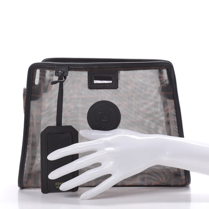 Fendi Mesh Vitello Century FF 1974 Mini Peekaboo Defender Cover Marrone Black Ebano 2 of 10