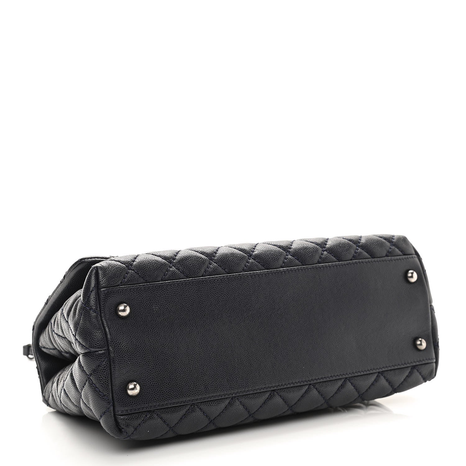 Chanel Caviar Lizard Embossed Quilted Small Coco Handle Flap Dark Blue 4 of 12