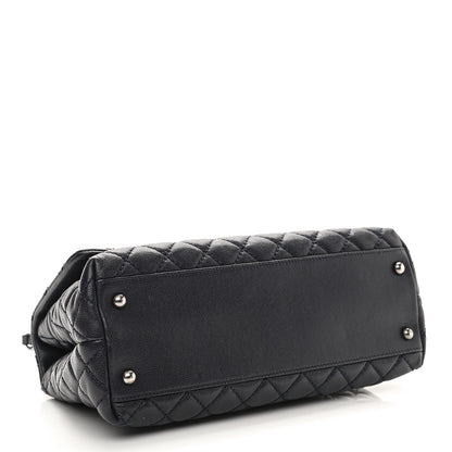 Chanel Caviar Lizard Embossed Quilted Small Coco Handle Flap Dark Blue 4 of 12