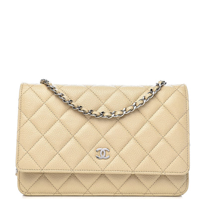 Chanel Caviar Quilted Wallet On Chain WOC Light Beige 1 of 11