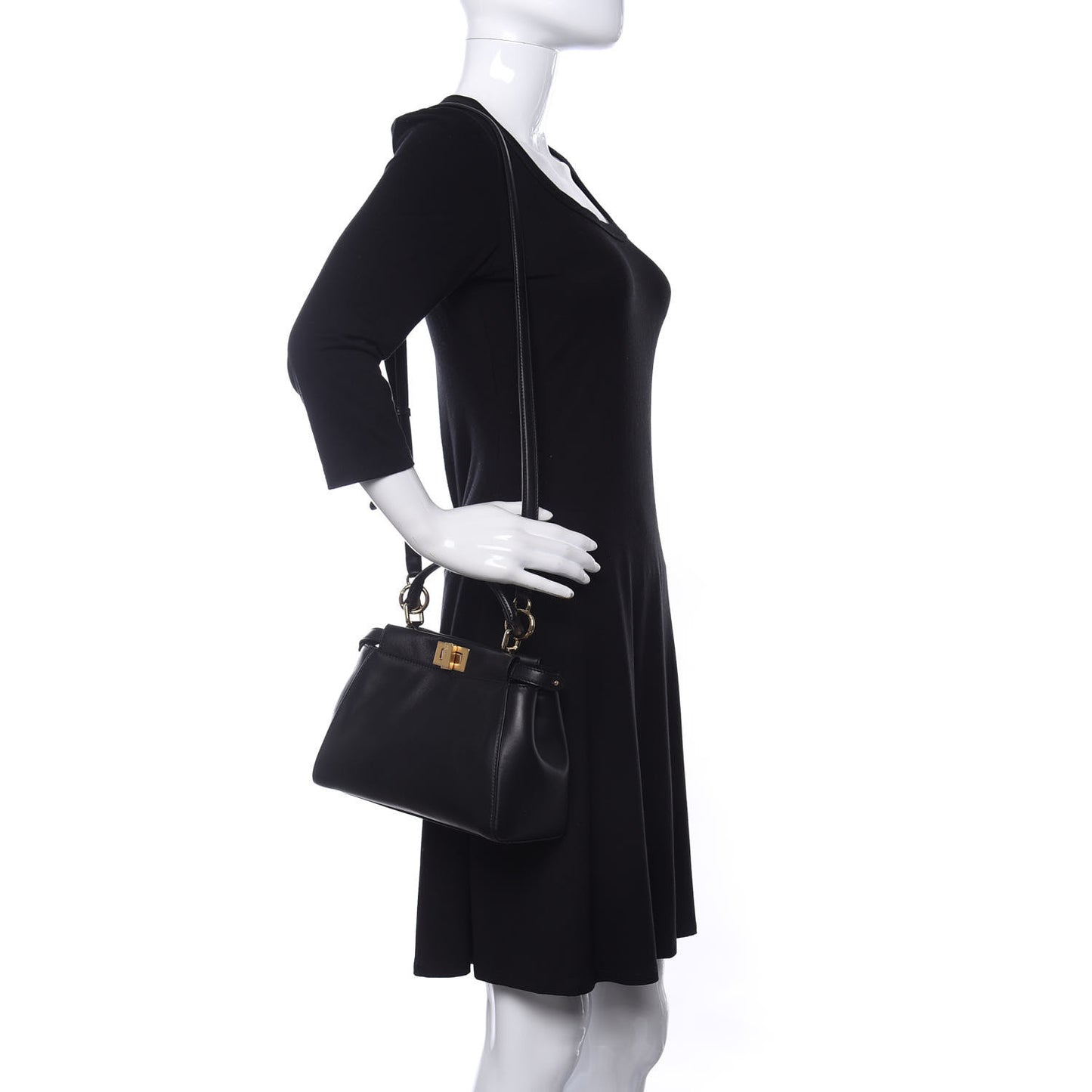 Nappa Stacked Bar Mini Peekaboo Iconic Satchel Black