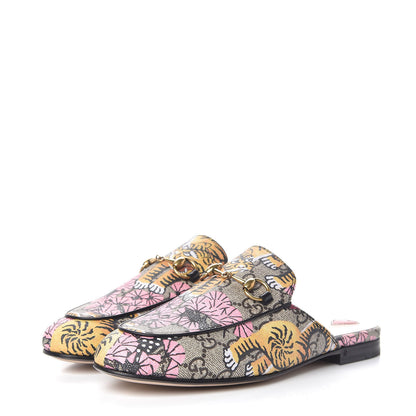 Gucci GG Supreme Monogram Bengal Womens Princetown Slippers 36.5 Beige Crop Pink 3 of 9