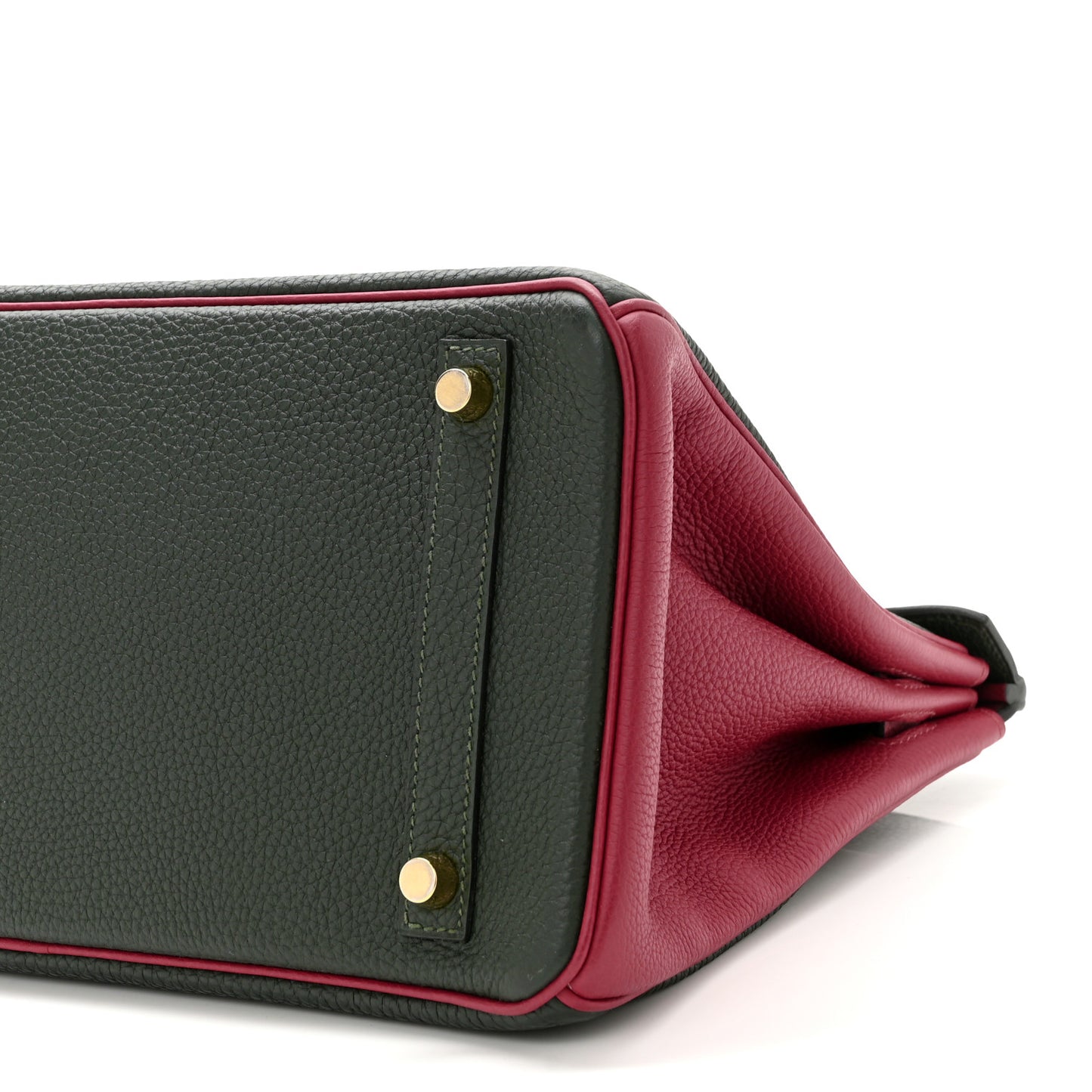 Togo Bi-Color Horseshoe Birkin 30 Garnet Vert Fonce