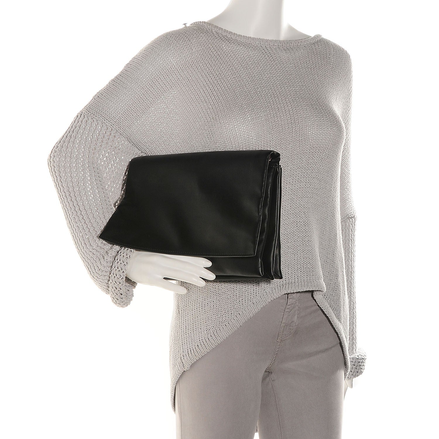 Celine Lambskin Roll Clutch Black 2 of 8
