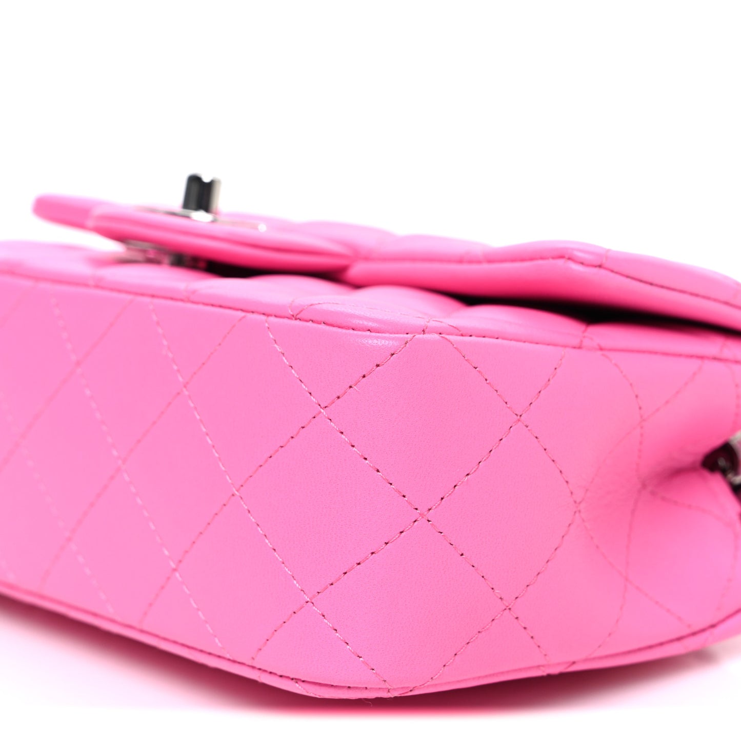 Lambskin Quilted Mini Rectangular Flap Pink