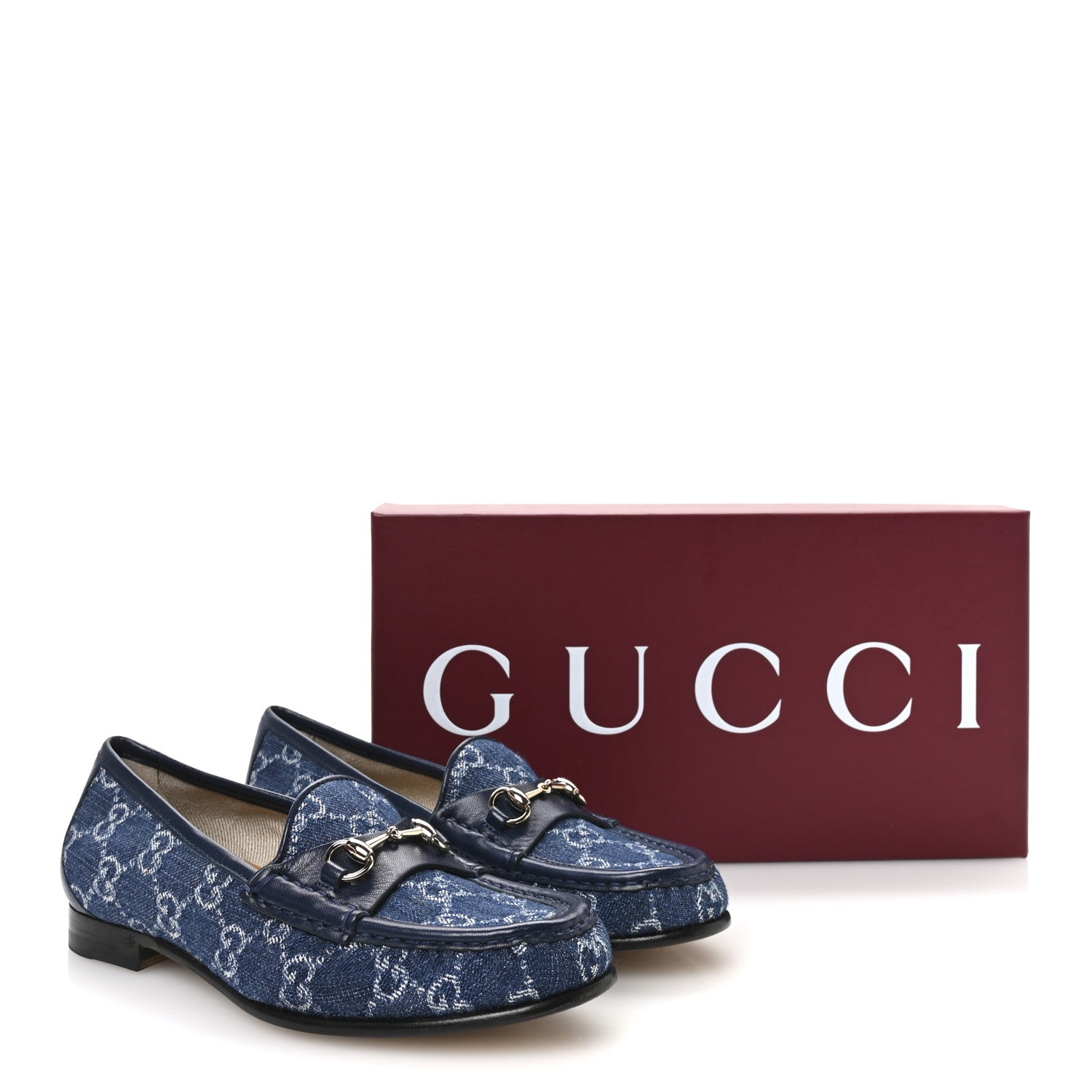 Gucci New Denim Delave GG Monogram Womens 1953 Horsebit Loafers 38 Denim Azure Blue Agata 36.5 Denim Azure Blue Agata 9 of 9