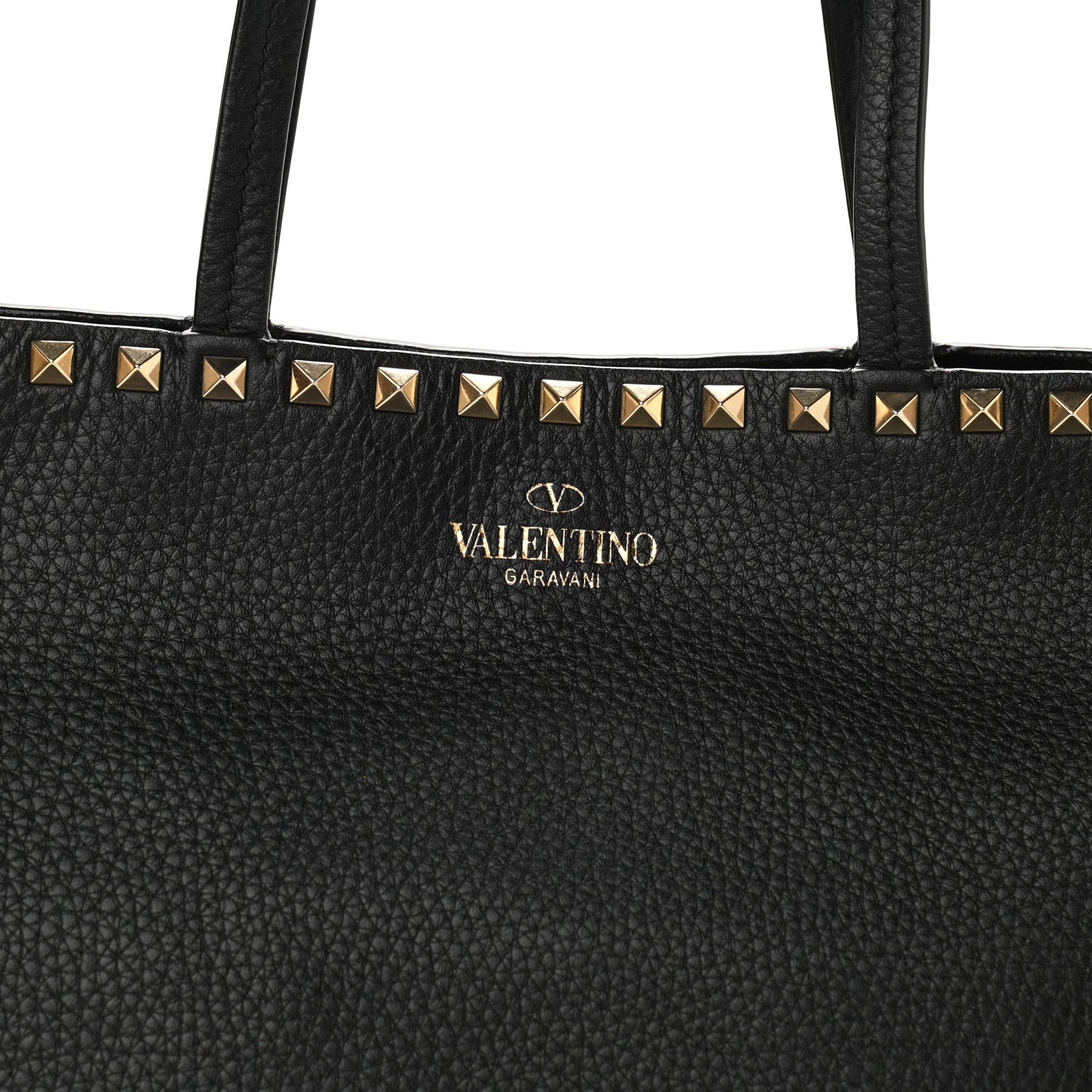 Valentino Garavani Grained Calfskin Rockstud Shoulder Tote Black 7 of 12